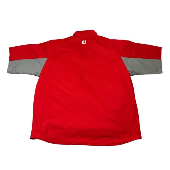 Footjoy Men's Large Short Sleeve 1/2 Zip Golf Windbreaker Jacket Red White - Picture 3 of 11